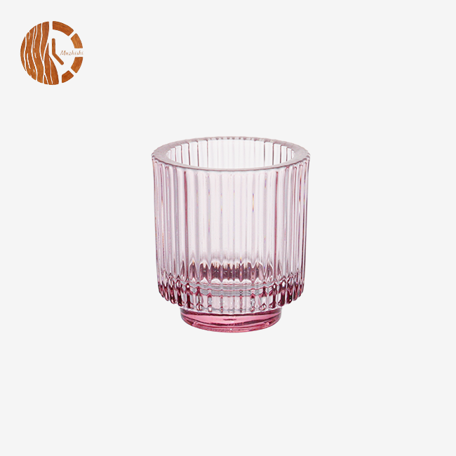Ribbed Glass Candle Jars With Solid Thick Base
